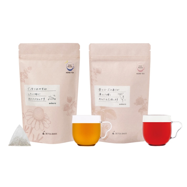 Enherb ハーブティー 凛として輝く女性の苺とローズ茶 30個 デカフェ ノンカフェイン ティーバッグ 定番から日本未入荷