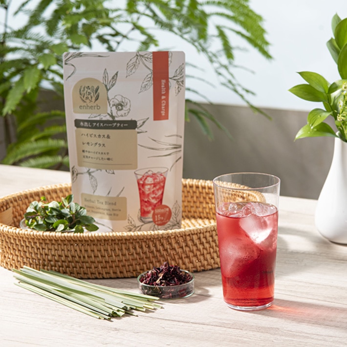 ［限定］夏をもっと楽しむ 茶葉×水出しセット ＋水出しハイビスカス＆レモングラス15包 檸檬カミツレ茶100g