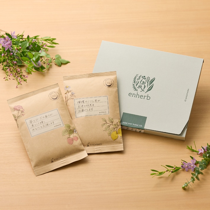 メッセージハーブティー ギフトBOXセット セット 苺とローズ&檸檬カミツレ