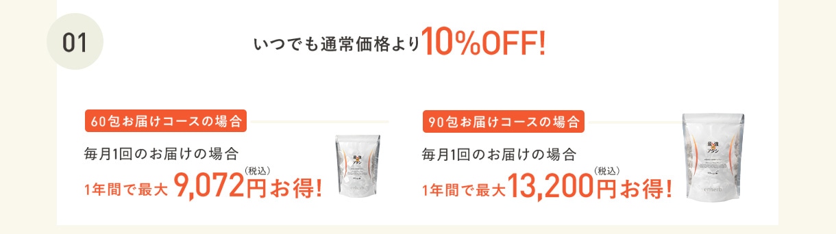 01 いつでも通常価格より10%OFF！