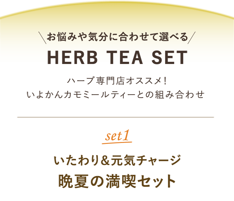 お悩みや気分に合わせて選べる HERB TEA SET ハーブ専門店オススメ！いよかんカモミールティーとの組み合わせ set1 いたわり＆元気チャージ 晩夏の満喫セット
