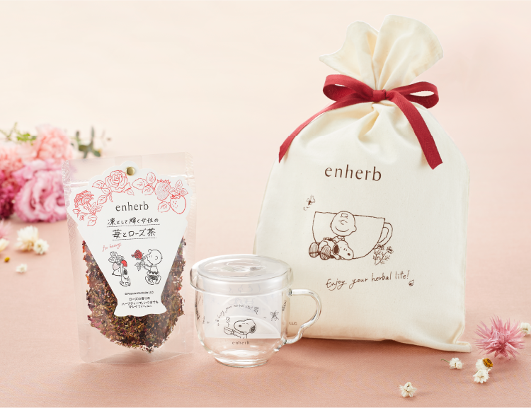 PEANUTS 苺とローズ茶&カップセット