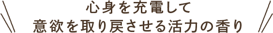 心身を充電して意欲を取り戻させる活力の香り