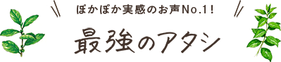 ぽかぽか実感のお声No.1！最強のアタシ
