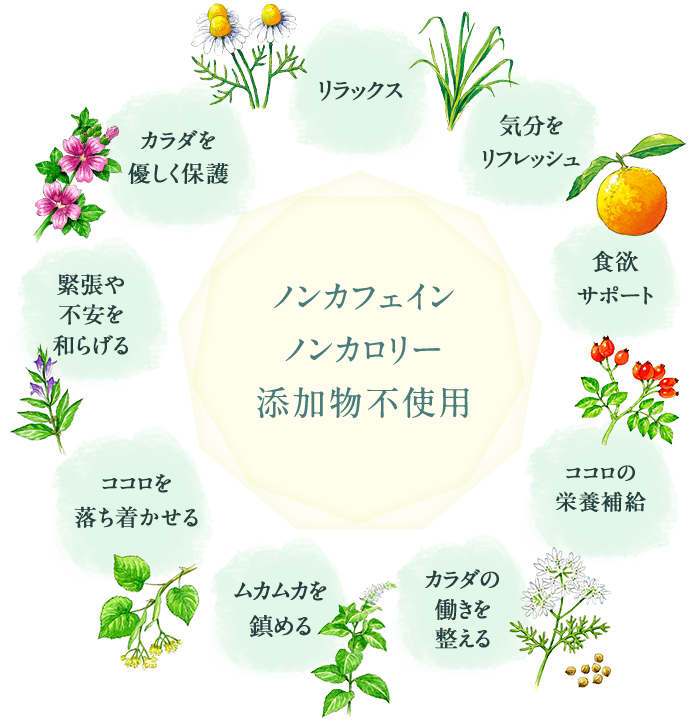 ノンカフェイン・ノンカロリー・添加物不使用