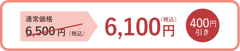 通常価格6,500円（税込）→ 6,100円（税込）400円引き